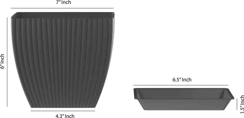 BELLERBIRD 6 inch Square Flower Pots Outdoor Indoor, Planters with Drainage Hole and Tray Plant Container Set (Pack of 5, Plastic) - Image 2